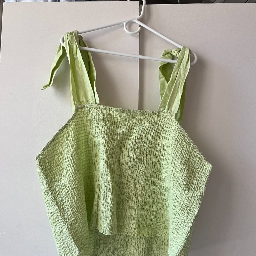WRAY Montmartre Smocked Crop Tank Top in Celery - MARKED DOWN